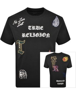 True Religion Patch Embroidered T Shirt - Black