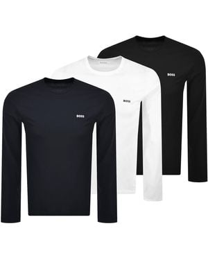BOSS BUSINESS Boss 3 Pack Long Sleeve T Shirts - Black