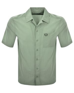 Fred Perry Pique Textured Collar Shirt - Green
