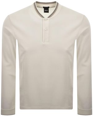 BOSS BUSINESS Boss Plyer 18 Long Sleeved Polo T Shirt - White