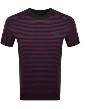 Fred Perry Fine Stripe T Shirt - Purple