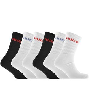 HUGO 6 Pack Logo Socks - White