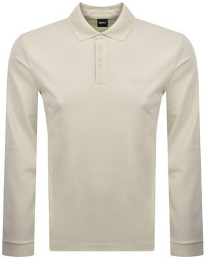 BOSS BUSINESS Boss Pado 30 Long Sleeved Polo T Shirt - Natural