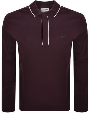 Lacoste Long Sleeved Polo T Shirt - Purple