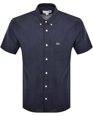Lacoste Linen Short Sleeved Shirt - Blue