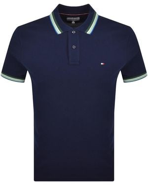 Tommy Hilfiger Contrast Collar Polo T Shirt - Blue