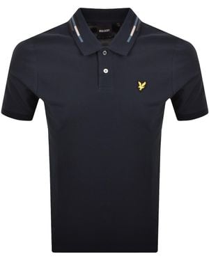 Lyle & Scott Striped Tipped Polo T Shirt - Blue