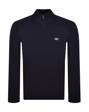 Lacoste Quarter Zip Knit Sweater - Blue