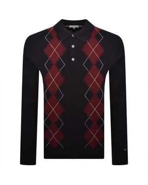 Tommy Hilfiger Argyle Long Sleeve Polo - Blue