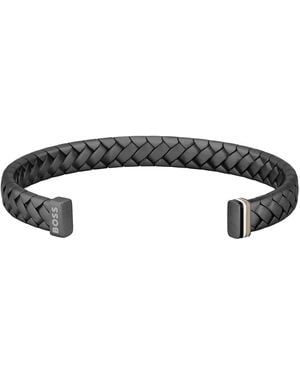BOSS BUSINESS Boss Herringbone Bracelet Cuff - Black