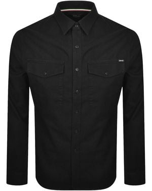 Replay Denim Look Long Sleeved Shirt - Black