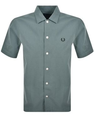 Fred Perry Short Sleeved Shirt Stockport - Blue