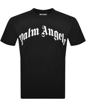 Palm Angels Curved Logo T Shirt - Black