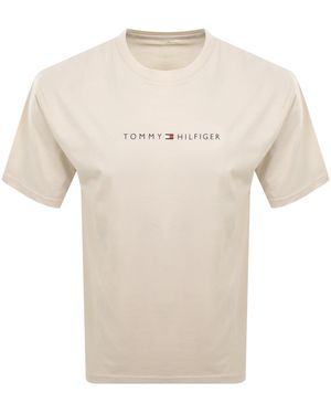 Tommy Hilfiger Logo T Shirt Newsprint - Natural