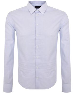 Armani Emporio Logo Long Sleeve Shirt - Blue
