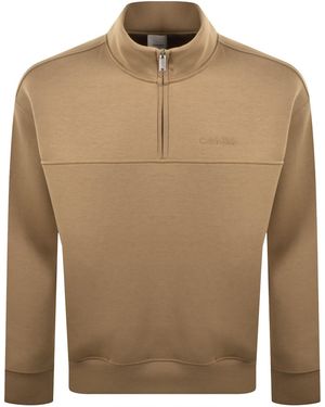 Calvin Klein Quarter Zip Sweatshirt - Brown