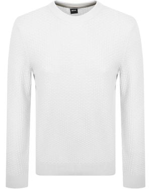BOSS BUSINESS Boss Imberto Knit Jumper - White