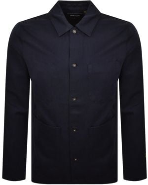 Lyle & Scott Linen Blend Overshirt - Blue
