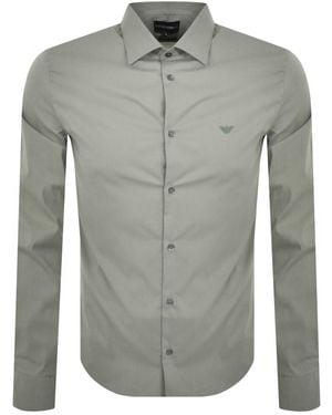 Armani Emporio Logo Long Sleeve Shirt - Gray