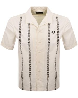 Fred Perry Placement Print Shirt Ecru - Natural