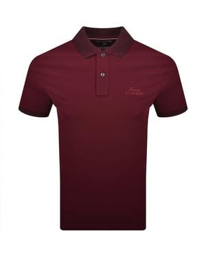Tommy Hilfiger Pique Melange Collar Polo - Red