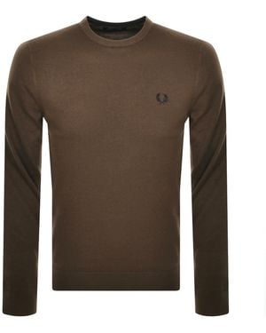 Fred Perry Classic Crew Neck Knit Jumper - Brown