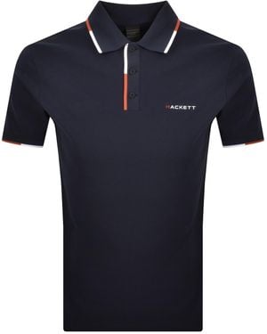 Hackett Sport Tipped Polo T Shirt - Blue