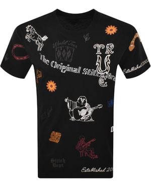 TRUE RELIGION Western Doodle T Shirt - Black