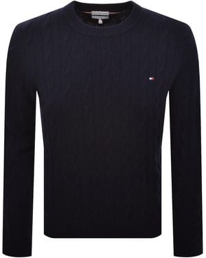 Tommy Hilfiger Lambswool Cable Knit Jumper - Blue