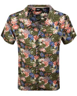 BOSS BUSINESS Boss Short Sleeve Beach Shirt - Green