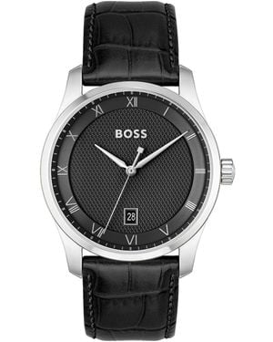 BOSS BUSINESS Boss Principle Leather Watch - Black