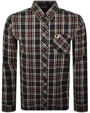 Fred Perry Long Sleeve Tartan Shirt - Black