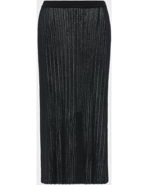 Maison Margiela Ribbed Knit Midi Skirt - Black