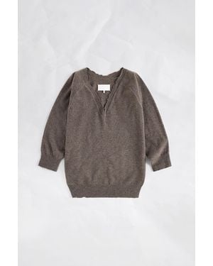 Maison Margiela Pull Drapé À Col En V, Femme, Taille - Marron