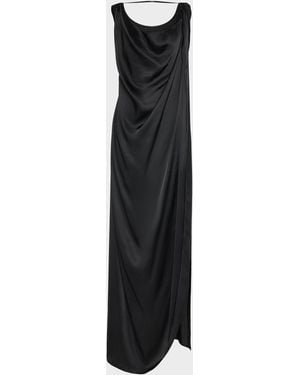 Maison Margiela Satin Draped Maxi Dress - Black