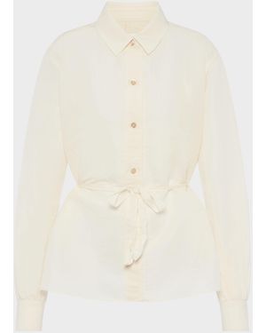 Maison Margiela Tie-Waist Silk Cotton Shirt - White