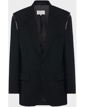 Maison Margiela Wool Single-Breasted Blazer - Black