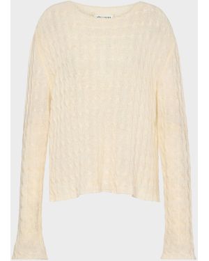 Maison Margiela Pullover Mit Rundhalsausschnitt Aus Schurwoll-Kaschmirgewebe, Frau, Größe - Weiß