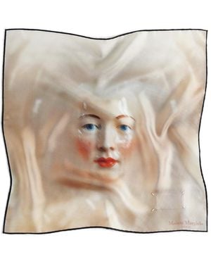 Maison Margiela Porcelain Doll Print Silk Scarf - Pink