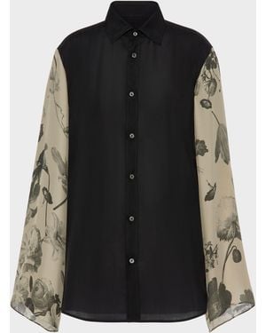 Maison Margiela Silk Floral Shirt - Black