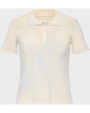 Maison Margiela Stamped Cotton Knit Polo - White