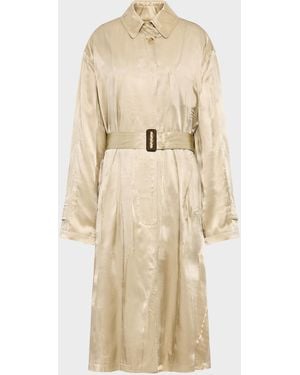 Maison Margiela Creased Silk Trench Coat - Natural