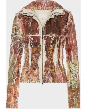 Maison Margiela Fragmented Floral Zip-Up Jacket - Brown