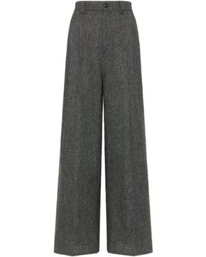 Maison Margiela Wide-Leg Wool Trousers - Grey