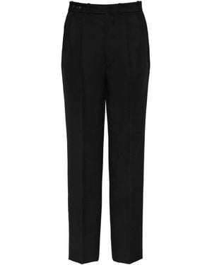 Maison Margiela Herringbone Wool Pleated Pants - Black
