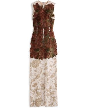Maison Margiela Slashed Velvet Floral Maxi Dress - Brown