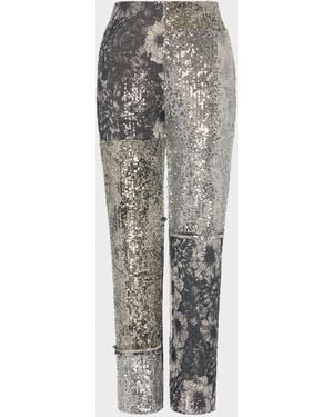 Maison Margiela Floral Sequin Patchwork Pants - Gray