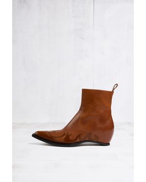 Maison Margiela Heel-Less Western Ankle Boots Flames - White