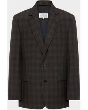 Maison Margiela Folded Collar Wool Blazer - Black