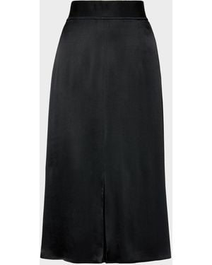 Maison Margiela Washed Silk Satin Midi Skirt - Black